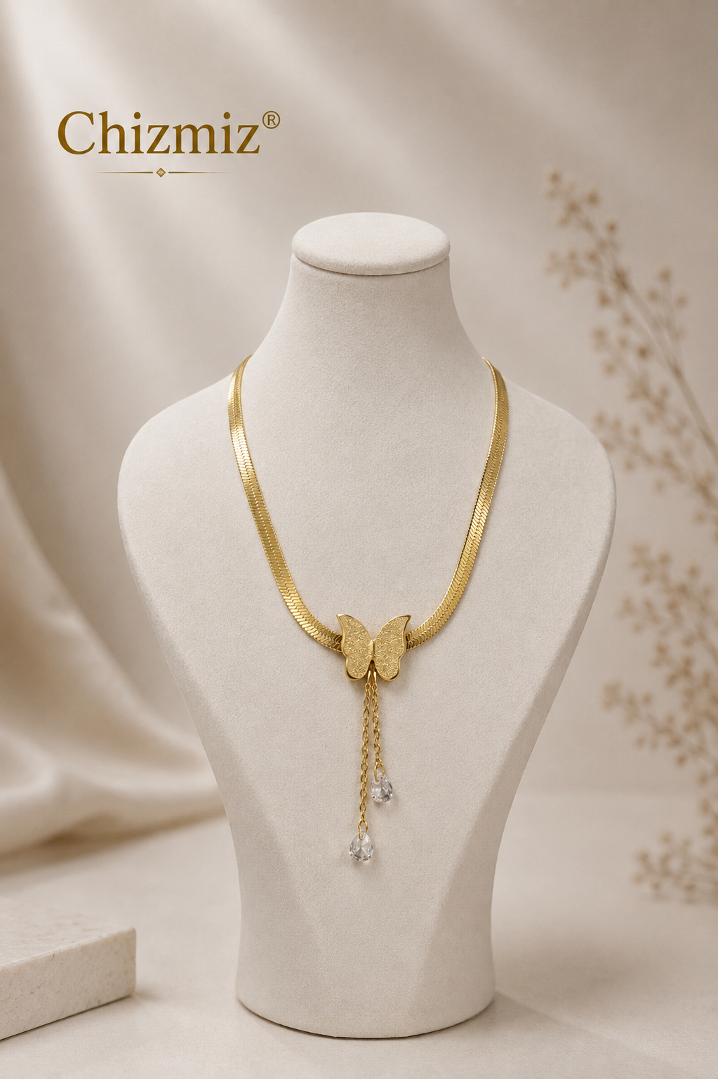 گردنبند پروانه آویز طرح ماری